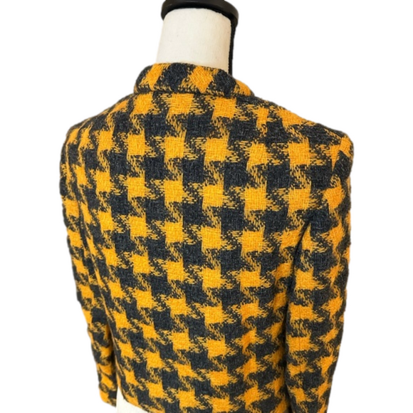 Vintage 60s Mario Forte Handmacher Houndstooth Jacket Dark Grey/Orange - Picture 5 of 10